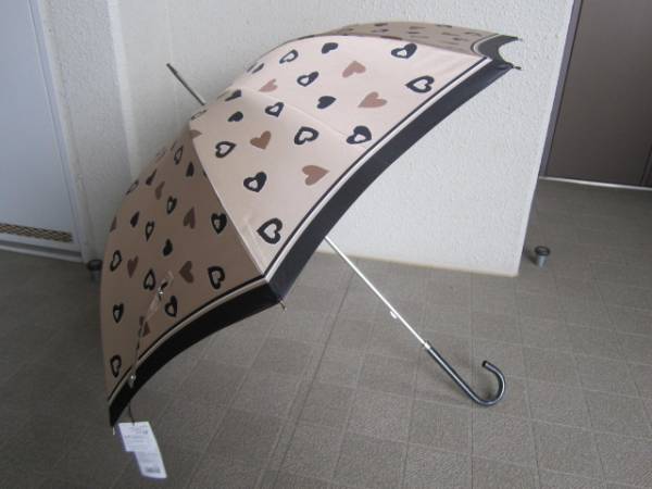 新品☆イヴサンローラン☆高級雨傘/長傘/ハート柄/ベージュ×黒(女性用