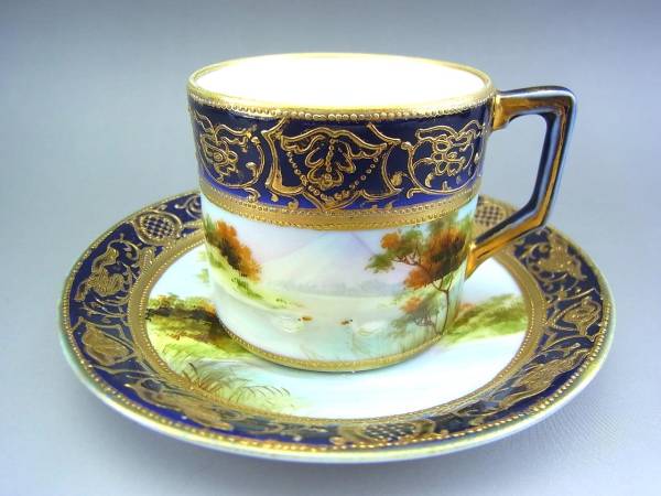 オールドノリタケ金盛コバルトデミタス