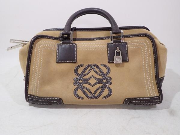 1893/●ロエベ ハンドバッグ スエード 茶色 鞄 LOEWE