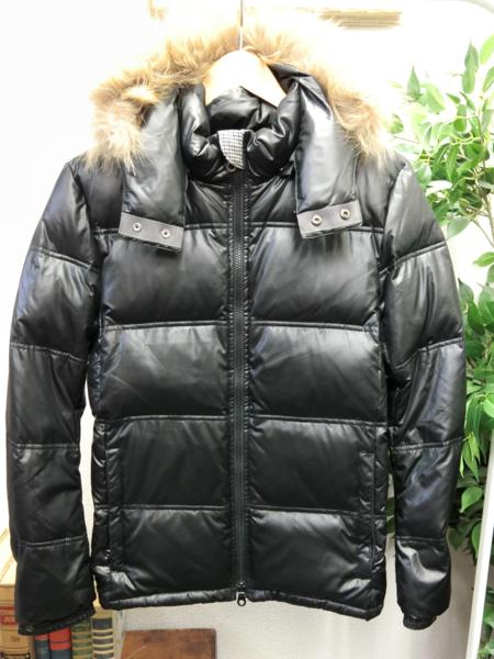 MEN'S MELROSE ラクーン ファー ナイロン ダウン ジャケット 黒