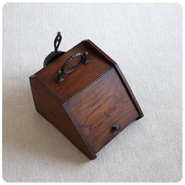 ●英国アンティーク コールボックス/炭入れ/オーク家具 R-765