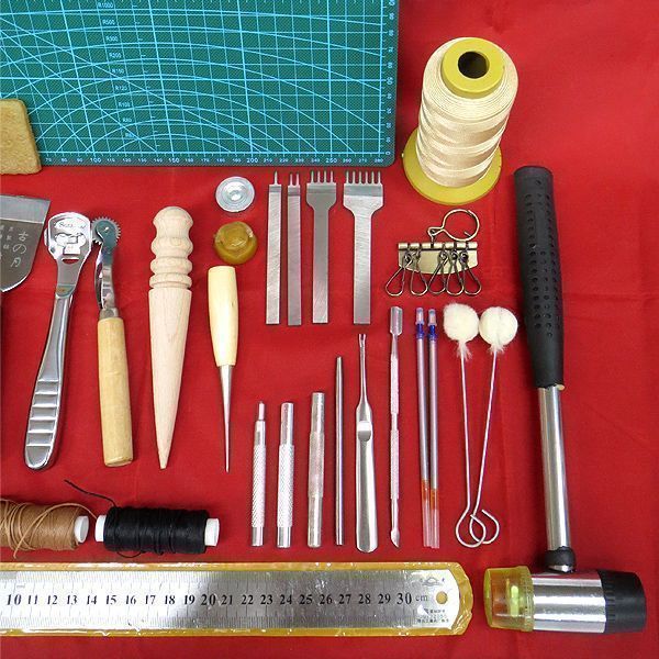 ハンドメイド レザークラフト 入門セット 道具一式 レザー付 #13_3