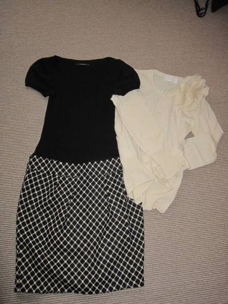 ニットワンピsunaunaカーディガンポールカ好きに食事会参観日