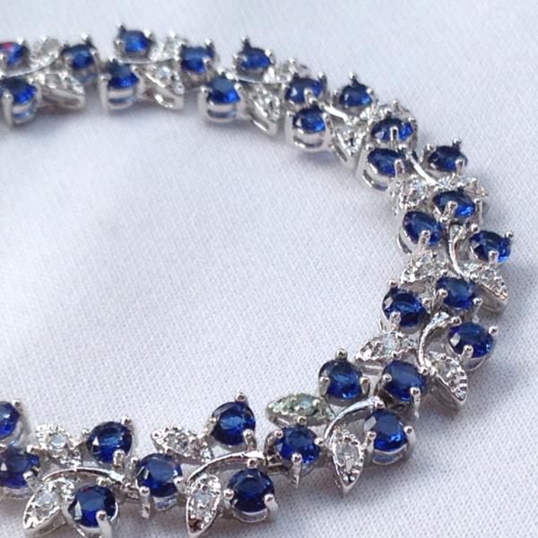 【宝飾堂】 サファイア ブレスレット バングル ストーン S004