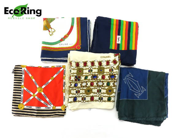 1円 シャネル セリーヌ フェンディ等 スカーフ 計5点 CK079