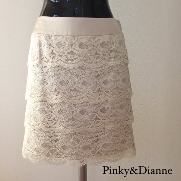 《ピンキー&ダイアン》総レーススカート ティアードスカート S