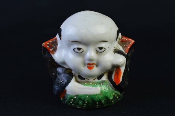 珍品 陶器製 色絵 福助 縁起物Y624
