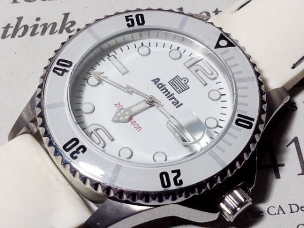 ◇T82◇AQUASTAR×Admiral/アドミラル◇メンズ20気圧QZ/ホワイト