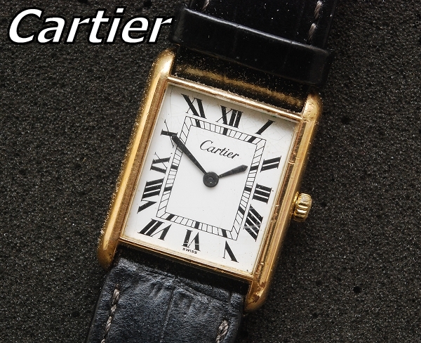 61A374■ カルティエ 18K GOLD ELECTROPLATED 手巻き 腕時計