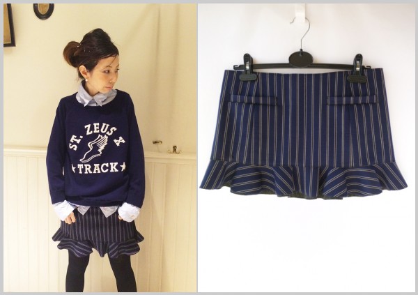 新品 TOGA PULLA ストライプスカート ネイビー アパルトモン
