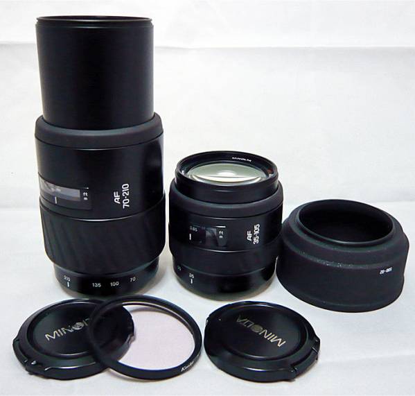 ミノルタポデイとミノルタレンズとシグマレンズ二本 ◇◇まとめて☆MINOLTA レンズ2点 ＆ シグマレンズ2点◇◇ AF ミノルタ