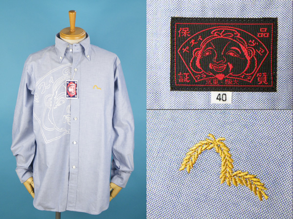 未使用 EVISU 長袖 BDオックスフォードシャツ 刺繍 40 #4424