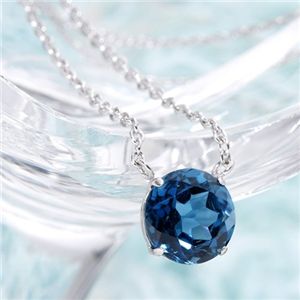 ロンドンブルートパーズ大粒8ミリラウンドペンダント チェーン