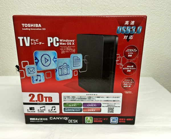 バッファローHDD2TB 新品未使用品【2個セット】 TOSHIBA/東芝 USB3.0接続 外付けHDD 2TB HD-EB20TK 未開封 CANVIO