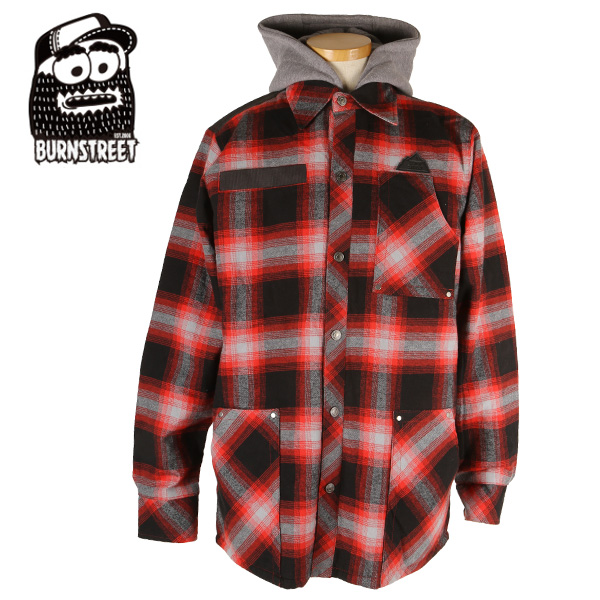 1円 SNB/BURN STREET/バーンストリートTEAM CHECK JKT/GRY/RD/M