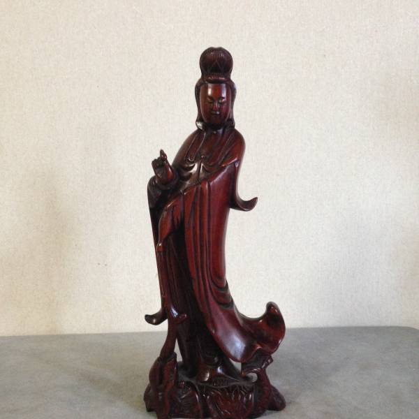 修縁堂】極上品木彫仏像 自在観音菩薩座像 柘植材 仏教工芸 彫刻 仏師