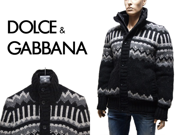 4DGドルガバ新品本物１円 アルパカ混合 ニットダウンブルゾン 48