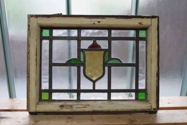 12S-154ステンドグラス　幾何学マ－ブル/英国/アンティーク