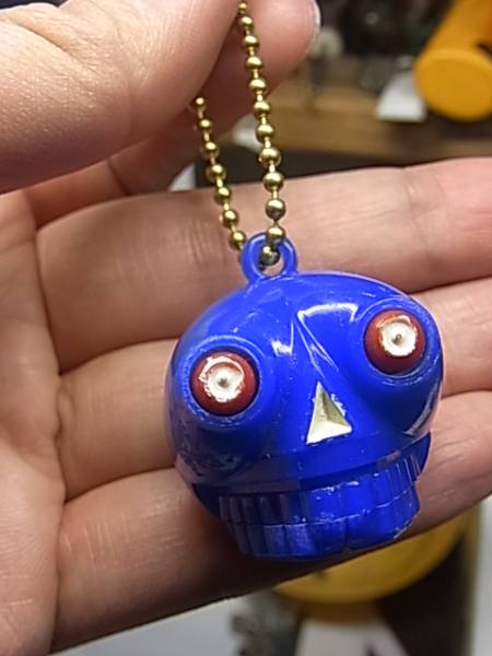ビンテージスカルドクロ髑髏どくろギミックキーホルダー青
