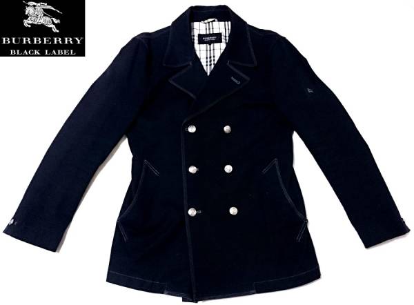 極美品　バーバリーブラックレーベル　中綿　銀ボタン　ピーコート　モノグラム　M BLACK 希少サイズ BURBERRY 極美品 羊毛 LL バーバリーブラック