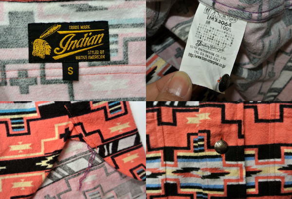 美品 東洋 インディアン ネイティブ柄 プリントネル 長袖/M相当