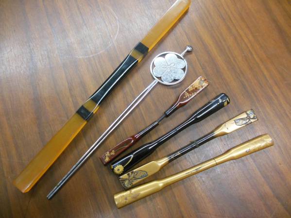 アンティーク漆蒔絵/螺鈿笄-4本　鼈甲風笄　簪