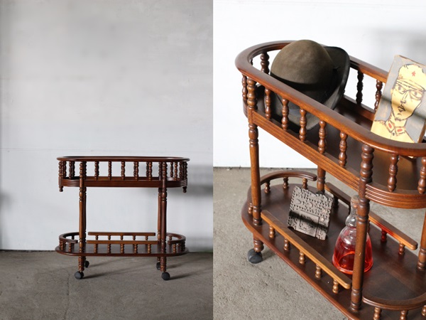 TB526キャスターワゴン カリモク◇木製/収納/飾り棚/作業台