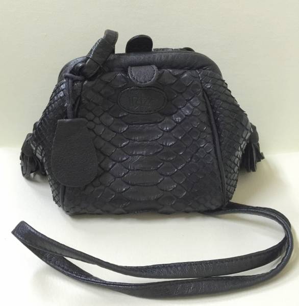 極美品】イビザ/パイソン革/ショルダーバック/ブラック/黒 美品IBIZA 