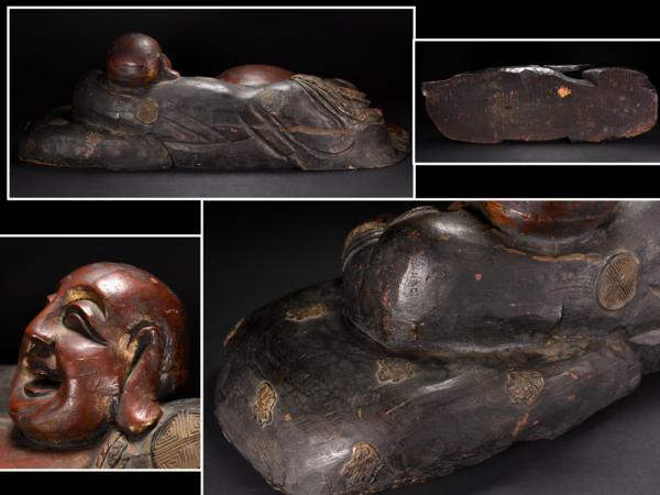 古多】時代木彫布袋像◇仏像/仏教美術/時代品
