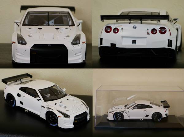 Aa 1/18 日産 GT-R R35 FIA GT1 マットホワイト クリアケース付 乗用車