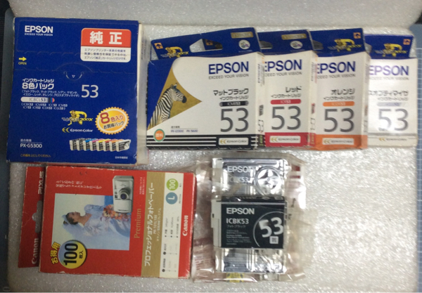 期限切れEPSON純正インクIC8CL53など+写真用紙