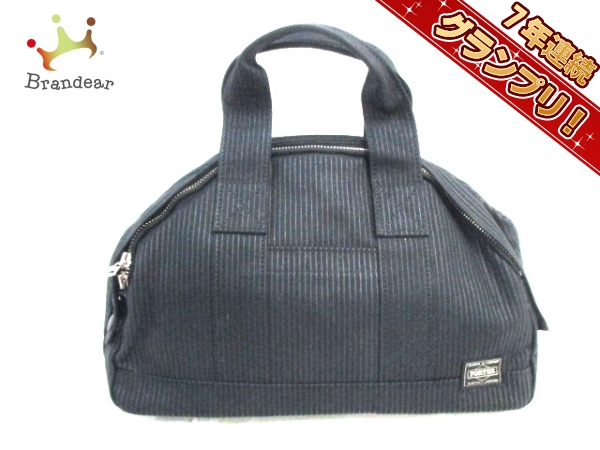 ポーター ハンドバッグ 黒 ストライプ キャンバス PORTER/吉田