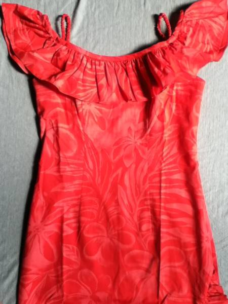 Fashions ドレス フラダンス 衣装 CC ハワイ製CC オフショルダー赤
