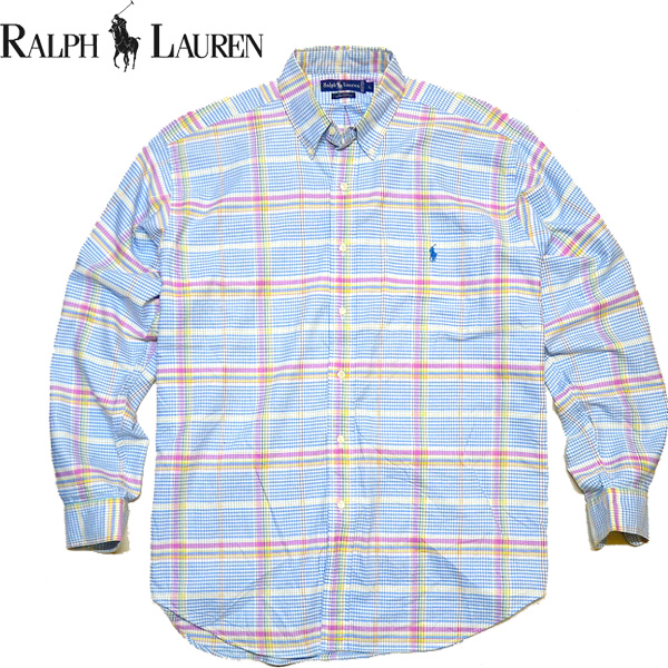 1点物◆ラルフローレンPOLO長袖チェックシャツLメンズXXL705067