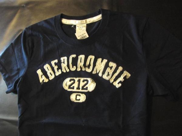 本物正規◆アバクロ◆Tシャツ アップリケ1905-023 紺■XL