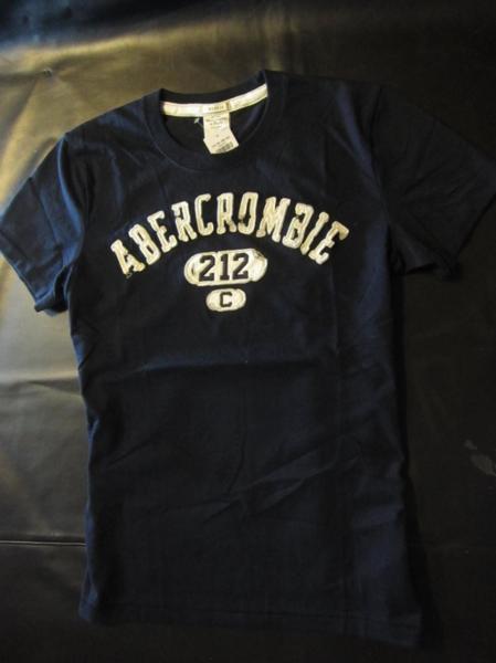 本物正規◆アバクロ◆Tシャツ アップリケ1905-023 紺■XL