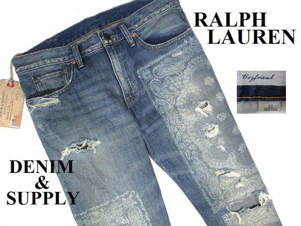 定1.8万 新品 RALPH LAUREN ペイズリー ダメージ加工デニムd6802
