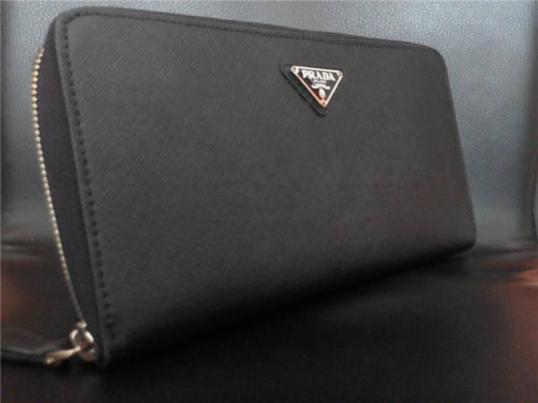 プラダ PRADA レザーメンズ長財布 黒