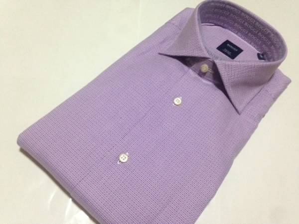 BOGGI MILANO★パープル織柄ワイシャツ 39-90 ワンピース　