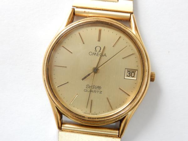 アンティーク OMEGA デヴィル 腕時計 クォーツ メンズ デイト 金