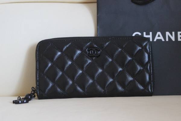 n187◇シャネルノベルティ 非売品 ラウンドファスナー長財布 黒 CHANEL