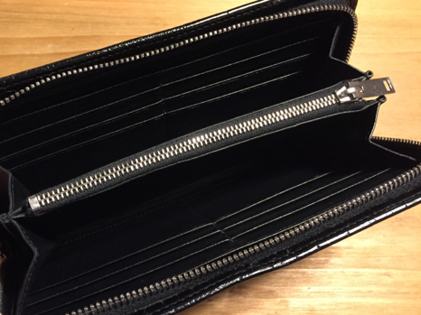 【サンローラン】クロコダイルエンボスレザーウォレット黒