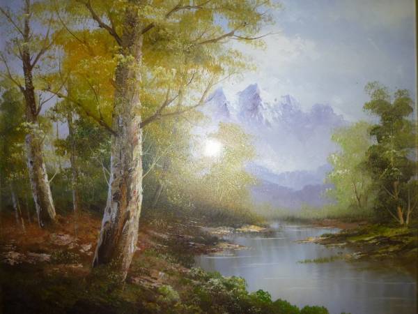 ☆作者不詳☆外国風景☆油彩画☆肉筆☆豪華額☆写実的大判名画 作者不
