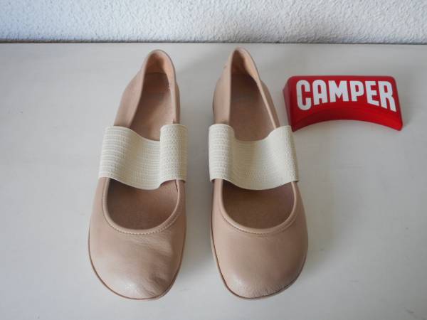 〓SALE カンペール 37 バレエ ライト 難 ベージュ×白 即No54西