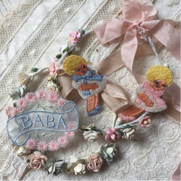 ビンテージ ベビー☆ドール リース アップリケ☆ラバードール 缶