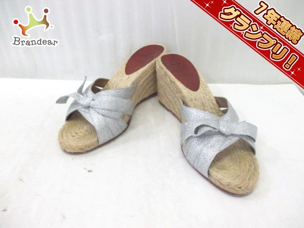 クリスチャンルブタン ミュール 36 レディース シルバー