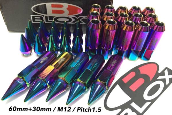 BLOX ネオクローム スパイク ラグナット 60+30mm 12×1.5 326