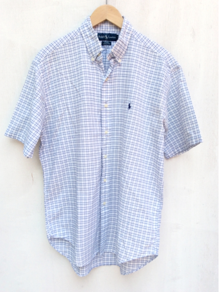 RalphLauren ラルフローレン 正規Bダウン半袖シャツ メンズL美品