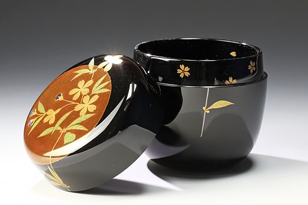 Ｎ７５８　棗　『田中宗凌作』『橘水鳥蒔絵』『白粉解棗』　共箱　茶道具 茶道具 田中宗凌 作 | 浜田 棗 共箱 『田中宗凌作』『橘水鳥
