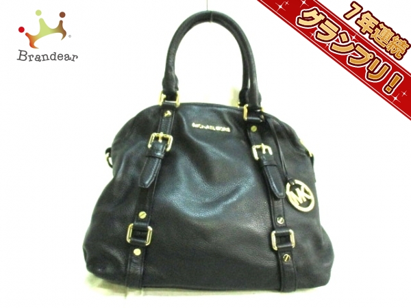マイケルコース ハンドバッグ 黒×ゴールド レザー MICHAEL KORS